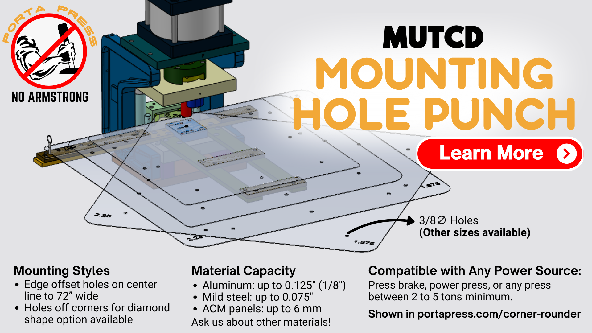 Punch tool for mounting holes in MUTCD-compliant traffic signs